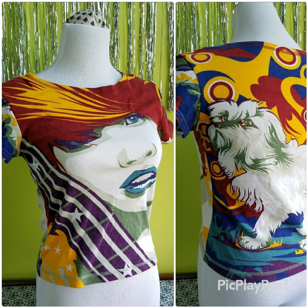 Vintage 90s Graphic T-Shirt Lady and Dog Design